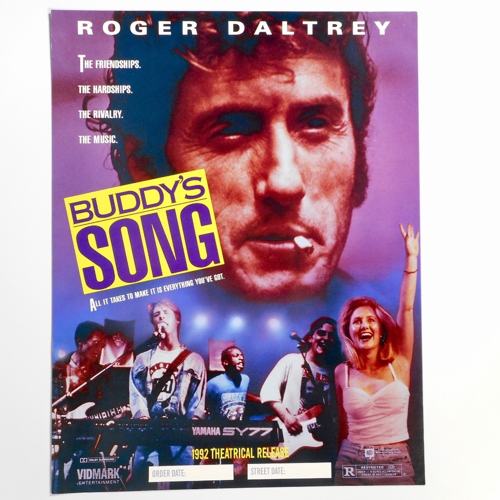 Roger Daltrey Buddy's Song Original VTG 90s Movie Poster 2-Side Flyer  The Who